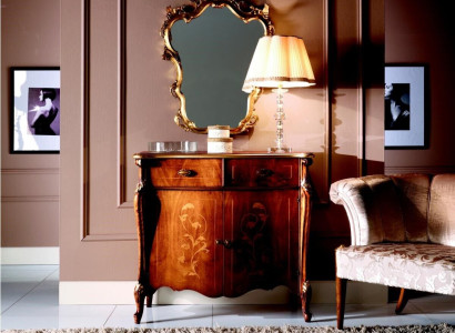Luxury Furniture Style Baroque 2-Piece Set Chest of Drawers with Mirror Luxury Wood Italian
