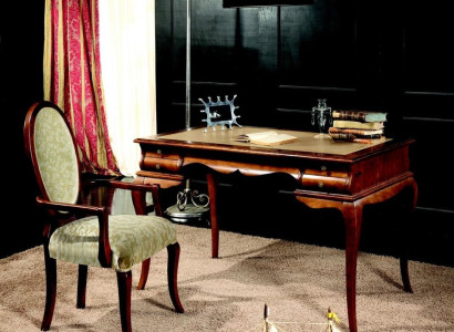 Wood Furniture Luxury Office 2-Piece Set Desk Armchair Italian Tables Baroque
