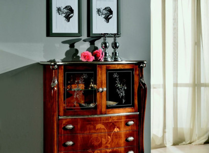 Luxurious Furniture Wood Glass Style Baroque Wardrobe Chest of drawers Cabinets Designer
