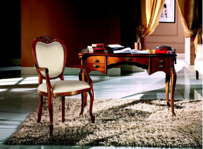 Wood Furniture Luxury Office 2-Piece Set Desk Armchair Italian Luxury