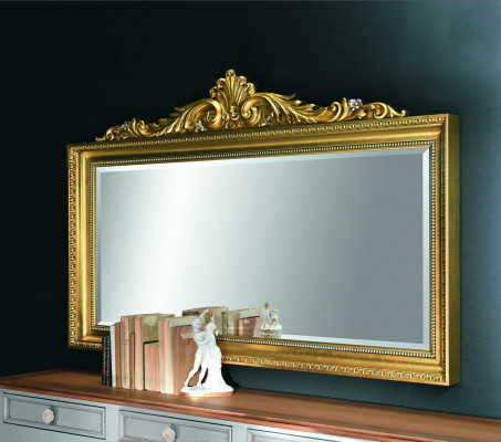 Mirror Wall mirror Baroque Rococo Floorboards Living room Bathroom Wood Glass Design SP6300