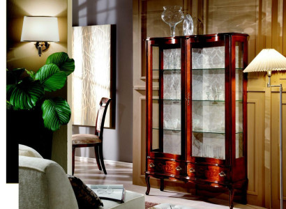 Furniture Classic Luxury Display case Antique Style Baroque Rococo Glass Cabinet Living room new