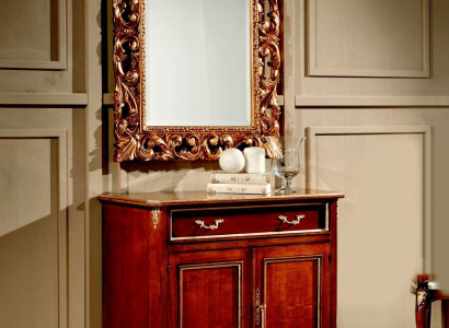 Wood Italian Furniture 2-piece Set Furniture Style Baroque Luxury Chest of drawers with Mirror