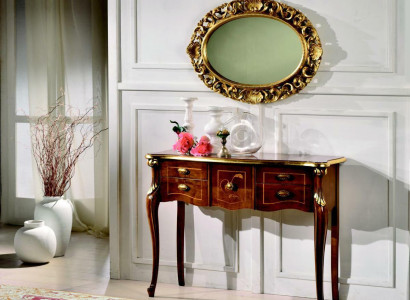 Wood Italian Furniture Style Baroque Luxury Console table Mirror Sideboard 2-piece set new