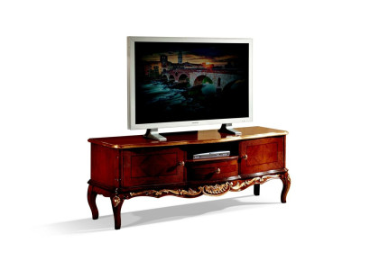 Designer Wood Baroque TV Wardrobe with 2 Doors Drawer and Shelf Italy