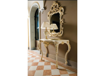 Classic r Mirror Dressing table Console Table Gold Wood Bedroom Furniture 2pcs