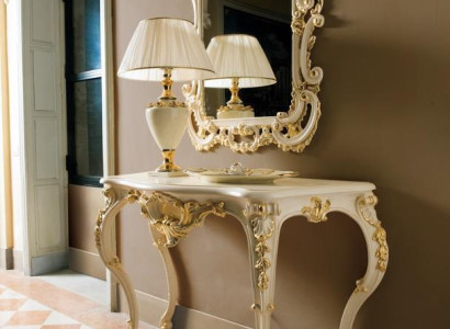 Classic r Mirror Dressing table Console Table Gold Wood Bedroom Furniture 2pcs