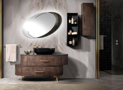 Design Bathroom Furniture Bathroom 2 pcs. Set Suite Chest of drawers Washbasin Black