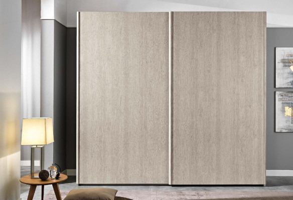 Modern wardrobe with sliding doors for the bedroom made of natural wood