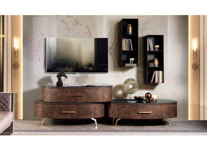 Design Wall unit Sideboard TV cabinet Lowboard Sideboard 4 pcs. Set of wall shelves new