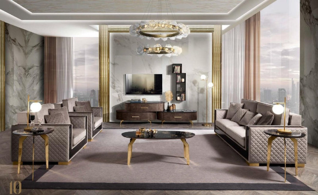 Sofa 2 Seater Modern Design Upholstery Textile Sofas Seat Furniture Living landscape Gray