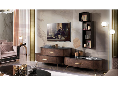 Living room Set Design 2x Chest of drawers Wall shelf Wall unit Shelf Cabinets 4pcs.