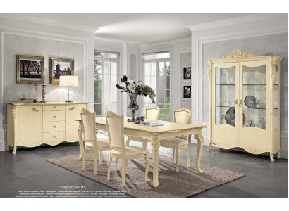 Display case Beige Wardrobe Dining room Bookshelf Furniture Solid Wood Glass Cabinet new