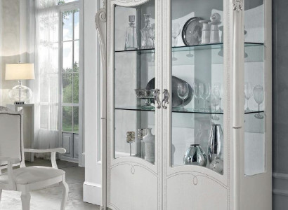 Display case White Glass Cabinet Design Classic Wardrobe Luxury Wood Furniture Showcases new