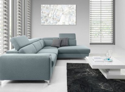 Designer comfort able, soft corner sofa in exquisite blue for the living room