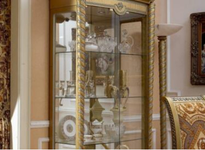Display case Showcases Wardrobe Glass cabinet Living room Shelf Baroque Rococo Real Wood