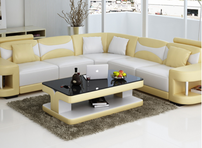 Design Corner sofa Leather Sofa Couch Upholstery Corner Seat Living landscape Suite