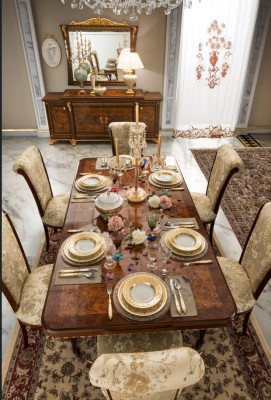Chairs Kitchen 6x Chair Set Textile Upholstery Seat Wood Dining room Suite Dining room