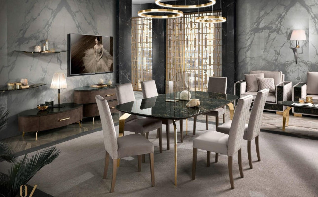 Dining table Design Furniture Italy Luxury Dining room Table Marble stainless steel