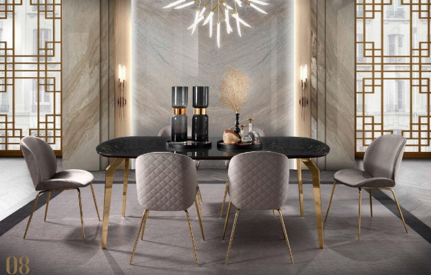 Dining table Design Furniture Italy Luxury Dining room Table Marble stainless steel