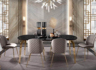 Dining table Design Furniture Italy Luxury Dining room Table Marble stainless steel