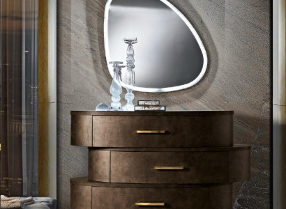Chest of drawers with Mirror Chests of drawers Bedroom Wardrobe Wood Modern Design Brown Set