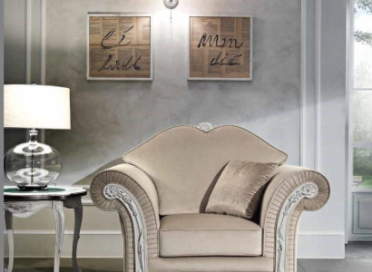 Armchair Luxury Classic r Single Seater Wood Beige Armchair Living room Furniture Italy