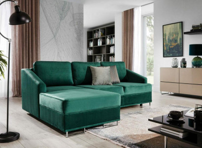 Luxury Corner sofa Couch - Emerald Green Sofa Upholstery Corner suite Bed function new