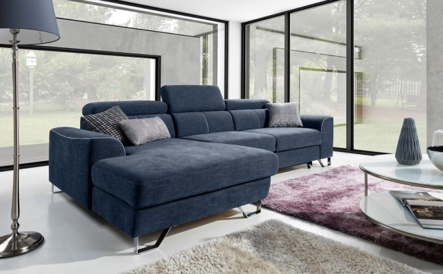 Stylish, very soft, ultra comfortable corner sofa in fashionable and luxurious upholstery