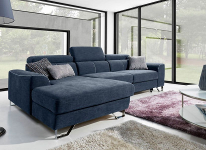 Stylish, very soft, ultra comfortable corner sofa in fashionable and luxurious upholstery