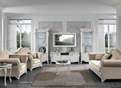 tv Wardrobe Wood TV-cabinet Display case Living room Wall unit Design Bizzotto Set 2pcs. White