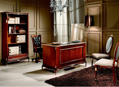 Wood Luxury Furniture Classic s Bookshelf in Baroque style with 1 drawer and shelves