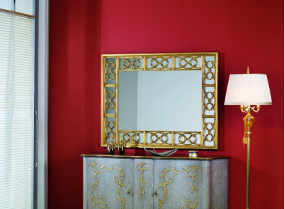 Classic r Designer Mirror Wall mirror Baroque Rococo 150x114cm Wood Frame
