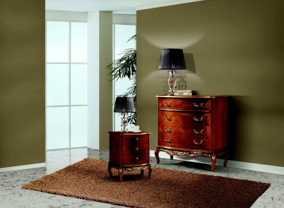 Italian Baroque Furniture Bedside table Bedroom Small Chest of drawers Wood Brown new