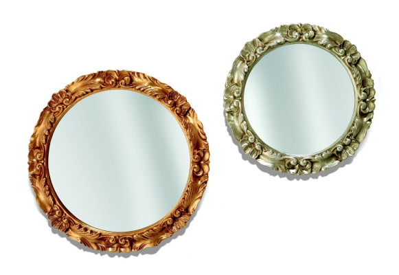 Classic r Wall mirror Wooden Frame Mirror Furniture Round 65cm Glass Design Round new