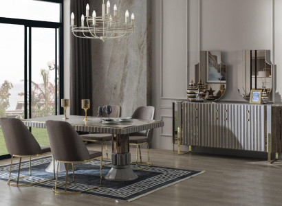 Suite Dining set Dining room Dining table Luxury Chairs Dining area Gray 7 pieces