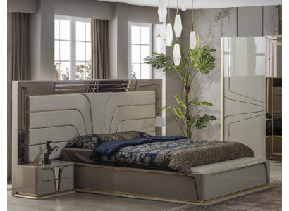 Suite Bedroom Double bed Luxury Bed Modern Beige Set 3pcs new