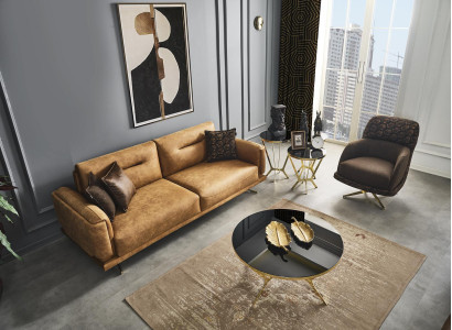 Sofa set Complete e Sofa 31 Seat Armchair Imitation leather Brown Set 2 pieces