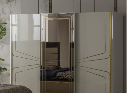 Luxury Wardrobe Wooden Cabinet Wardrobe Bedroom Cabinets Beige