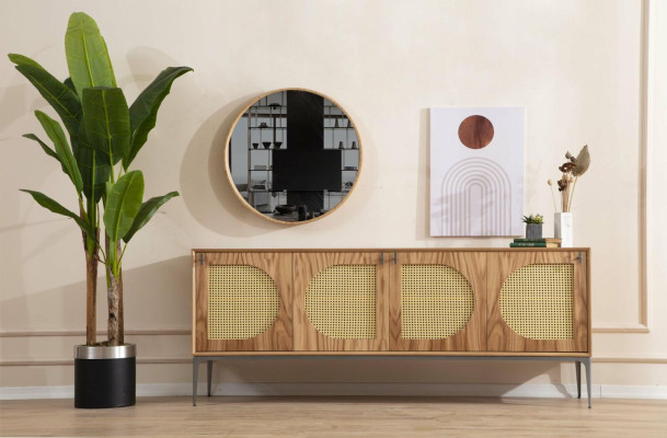 Sideboard with Mirror Sideboard Sideboards Wood Wardrobe Furniture Brown new