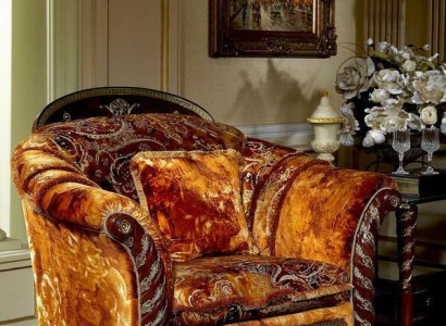 Luxury Class Baroque Rococo Armchair Textile TV Couch Sofa Armchair (without 3+2)