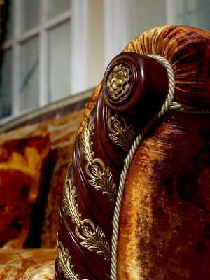 Luxury Class Baroque Rococo Armchair Textile TV Couch Sofa Armchair (without 3+2)