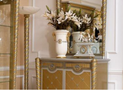 XXL Chest of drawers Buffet Sideboard + Mirror Chests of drawers Wood Big Baroque Rococo Classic