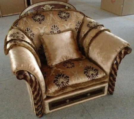 Antique Style Baroque Rococo Sofa Noble Luxury Couche Upholstery new 1 Seater Armchair new