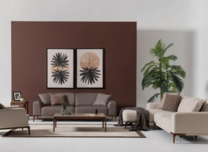 Living room Corner sofa L-shape Sofa 3 Armchair Coffee table 2x Side tables Set