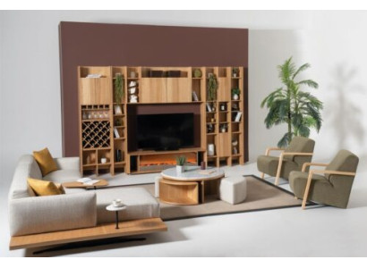 Living room Wall unit Wood Luxury Suite new Style Modern Luxury brown