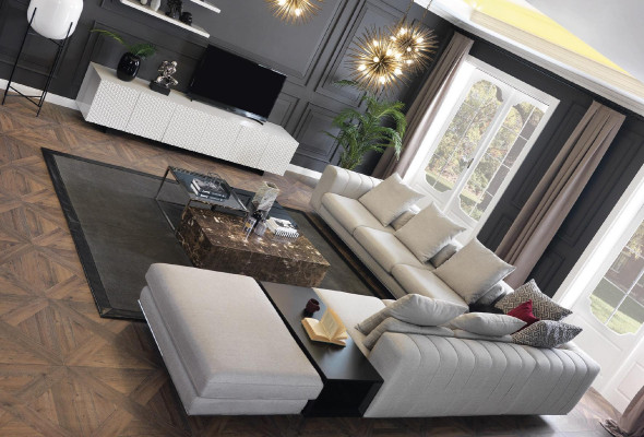 Living landscape Corner sofa Sofa L-shape Couch Seat Textile Upholstery Design