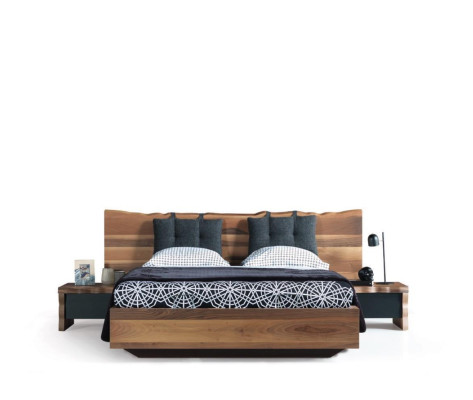 Bedroom Bed 2x Bedside table Wardrobe Suite Wood Modern Set