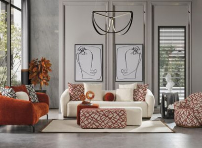Sofa set 431 seater 3x stool set design sofas upholstery modern 6 pieces