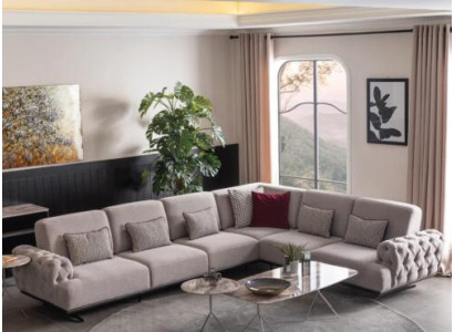 Corner sofa Design Furniture Corner suite Fabric sofa Textile Corner sofa Furniture 355x280cm